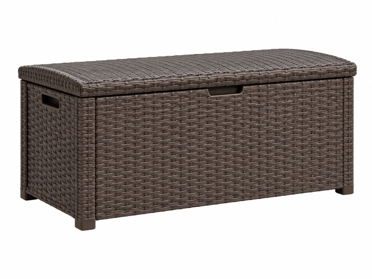 Aufbewahrungsbox 120 x 50 x 55 cm braun Polyrattan mit Deckel für den Außenbereich
