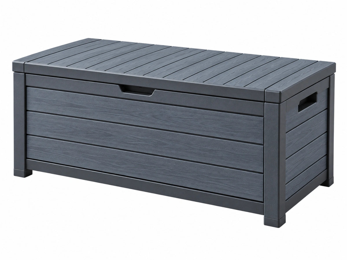 Auflagenbox 120 x 60 x 63 cm aus Kunststoff Anthrazit für Garten mit Deckel