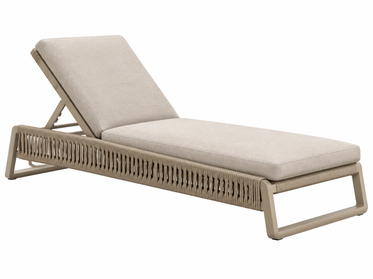 Gartenliege 200 x 75 cm aus Metall und Seilgeflecht Beige mit verstellbarer Rückenlehne