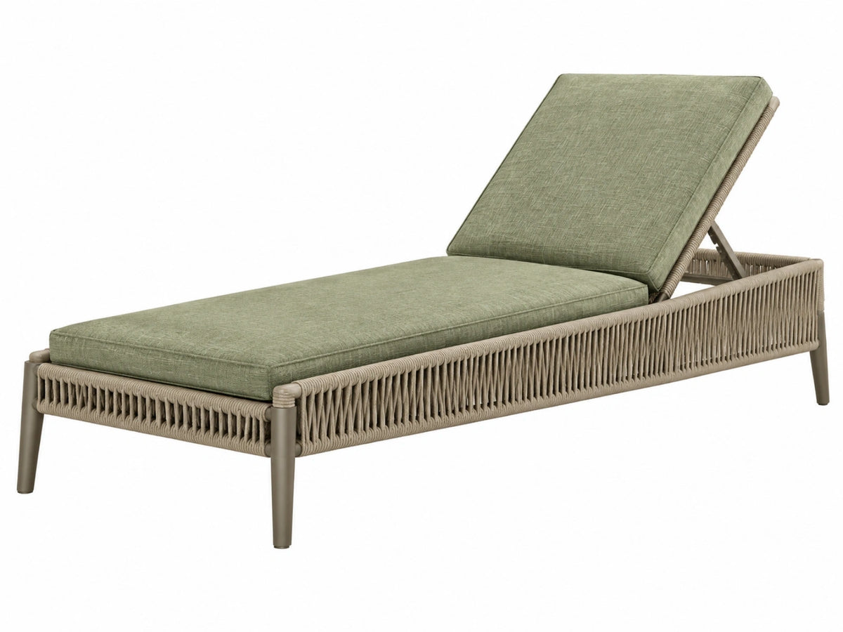 Gartenliege 200 x 75 x 85 cm mit Metallgestell in Olivgrün und Taupe - verstellbare Rückenlehne
