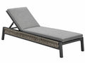 Gartenliege 200 x 70 x 35 cm mit Metallgestell grauem Stoffbezug und verstellbarer Rückenlehne