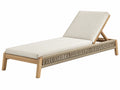 Gartenliege 200 x 70 x 85 cm aus Holz und Seilgeflecht Beige verstellbar