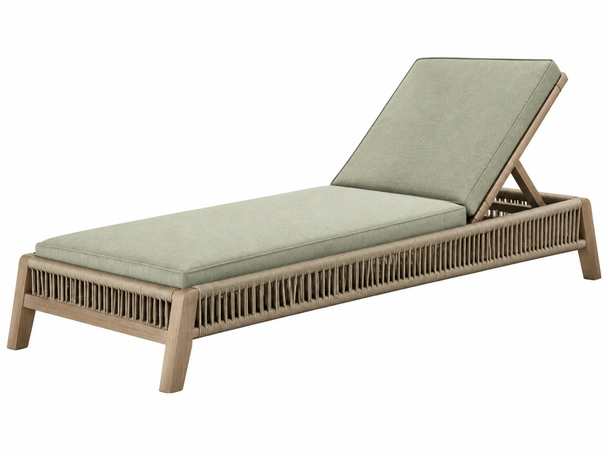 Sonnenliege 200 x 75 cm Holz Beige Grün mit verstellbarer Rückenlehne