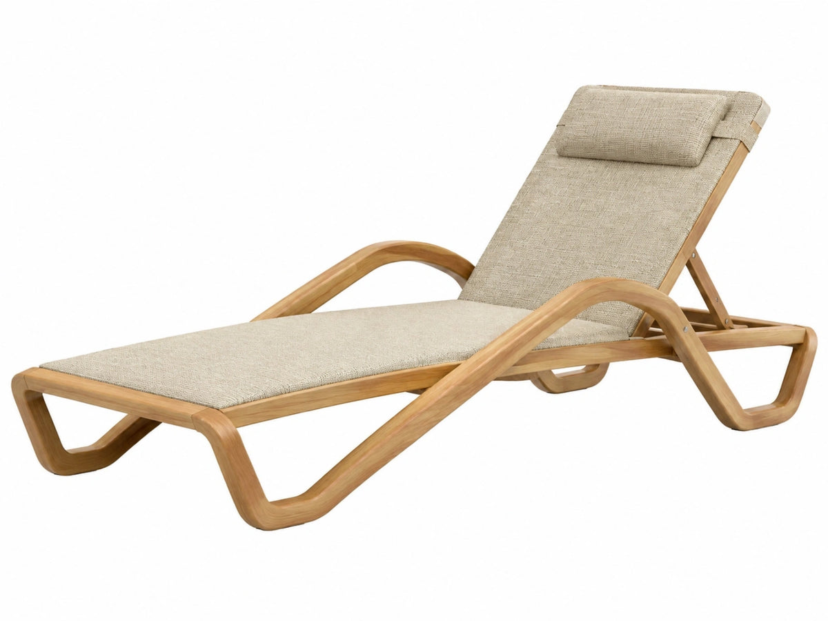 Sonnenliege 200 x 65 x 35 cm Holz Beige verstellbar für Garten
