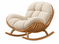 Schaukelstuhl 105 x 90 x 100 cm Holz Beige gepolstert mit Schaukelfunktion