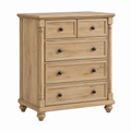 Kommode 90 x 45 x 110 cm Holz Naturbraun mit 5 Schubladen Landhausstil