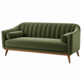 2-Sitzer Sofa 180 x 80 x 82 cm olivgrüner Textilbezug mit Holzfüßen im Retro-Stil