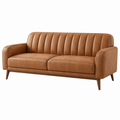 2-Sitzer Sofa 180 cm aus Kunstleder Cognac mit vertikaler Steppung