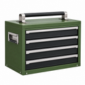 Werkzeugkasten 52 x 26 x 38 cm aus Metall Grün mit 4 Schubladen und Tragegriff